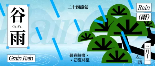 新中式风二十四节气谷雨祝福问候公众号推送首图