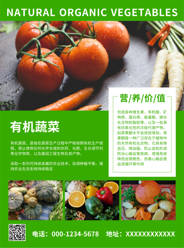 绿色新鲜有机蔬菜推广宣传单/dm宣传单