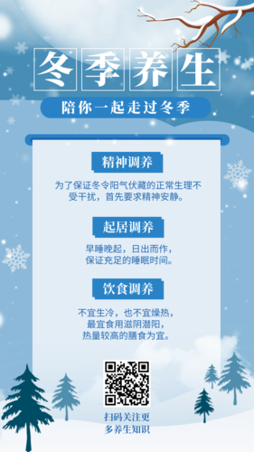 清新简约冬季健康养生宣传手机海报