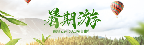 绿色简约图文暑期旅游活动宣传banner