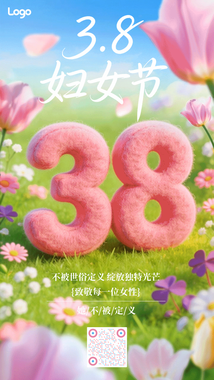 温馨风三八妇女节女神节节日祝福时尚潮流AIGC动态手机海报
