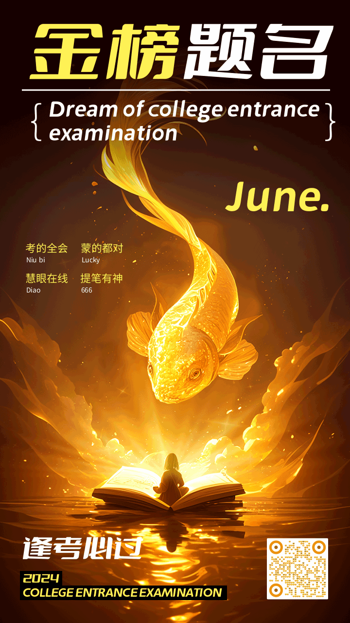 手绘风高考加油必胜祝福手机海报