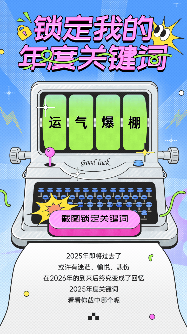 复古潮流风年度关键词截屏手机海报