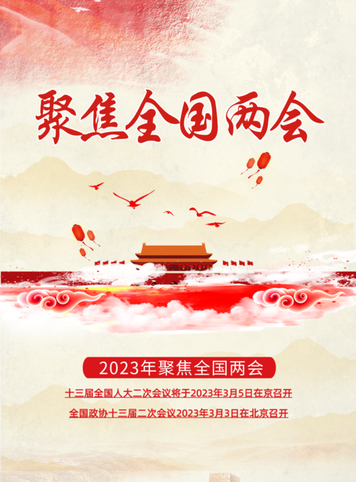 中国风聚焦全国两会海报