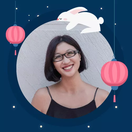 宝蓝色插画风中秋节头像