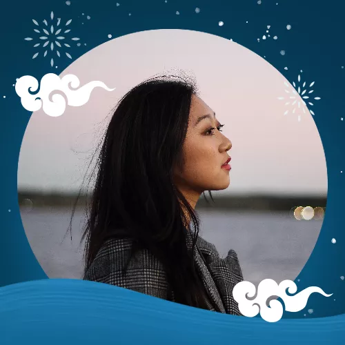 蓝色矢量插画中秋节头像