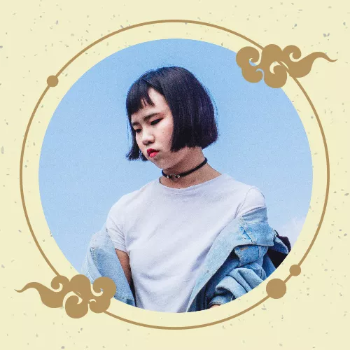 浅黄色噪点背景中秋节头像