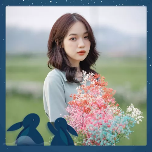 蓝色简约插画中秋节头像