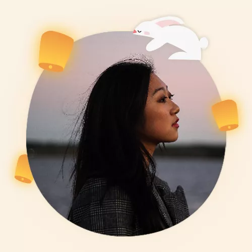 浅黄色可爱插画风中秋节头像