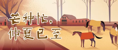 二十四节气芒种可爱插画风田园