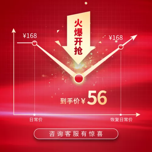 红金电商促销优惠活动满减钜惠主图