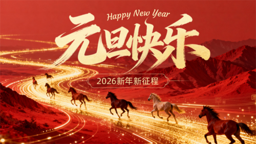 红金风元旦节日祝福横版海报