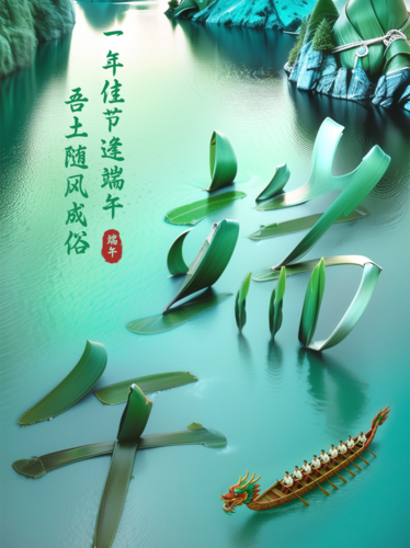 创意合成风端午节祝福小红书配图