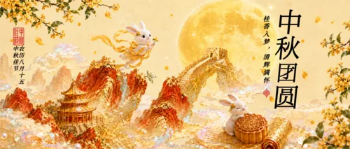 插画风中秋节祝福公众号推送首图