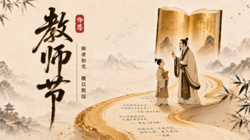 复古风教师节祝福横版海报
