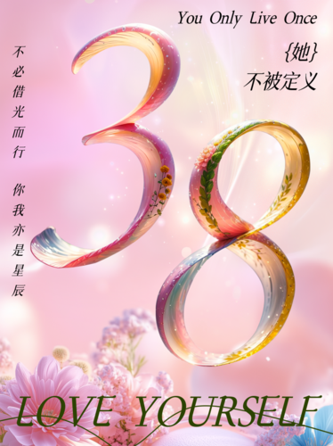 清新风三八妇女节节日祝福SD文字创意海报小红书配图