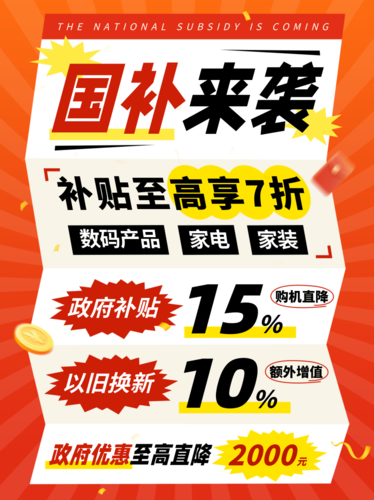 红色大字报风国补活动促销宣传小红书配图