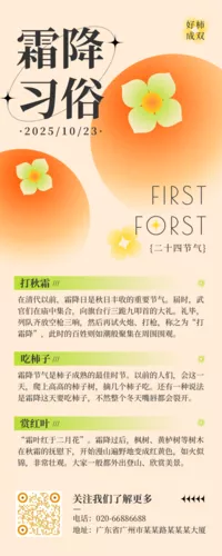 弥散风霜降节气习俗长图海报