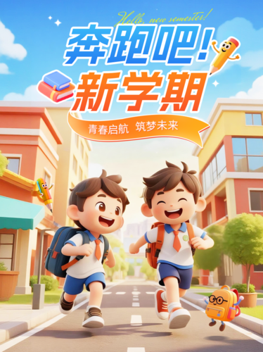 3D风开学季宣传小红书配图