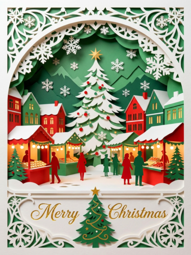 剪纸风圣诞祝福小红书配图