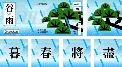 新中式风二十四节气谷雨祝福问候公众号推送套装