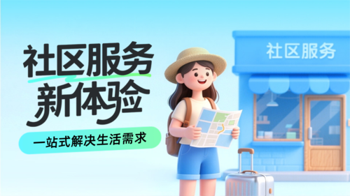 3D风社区服务新体验横版海报