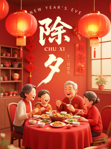 3D风除夕祝福宣传小红书配图