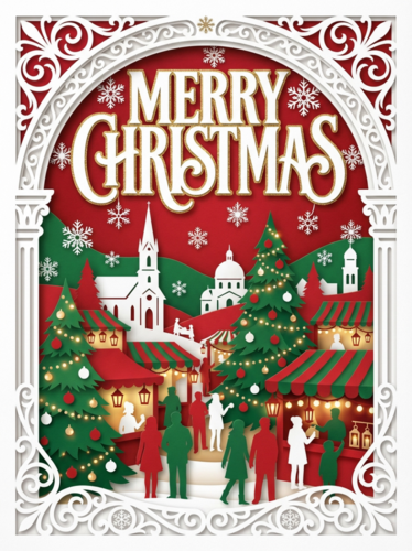 剪纸风圣诞祝福小红书配图