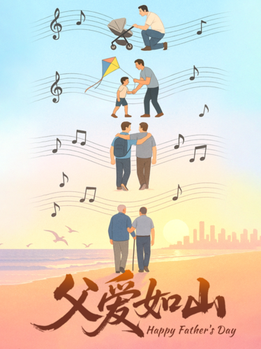 插画风父亲节祝福小红书配图