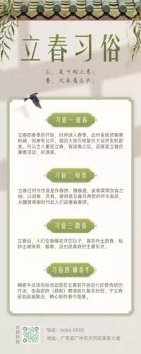 清新风立春习俗节气介绍长图海报
