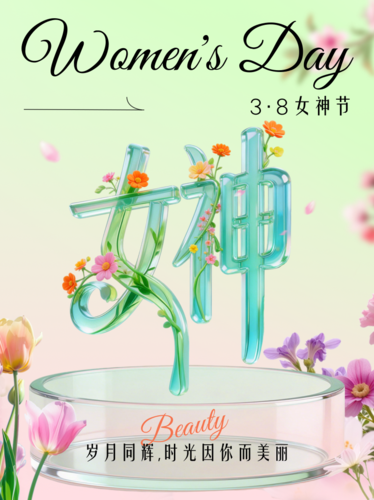 清新风三八妇女节女神女王节节日祝福通用唯美感海报小红书配图