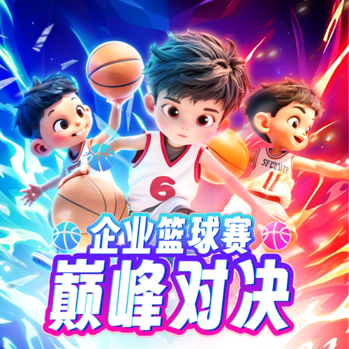 3D风篮球赛活动宣传方形海报