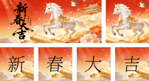 花开富贵风春节祝福公众号推送套装