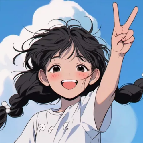 描边插画风情侣头像女