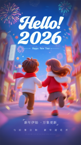 3D风跨年元旦祝福宣传手机海报