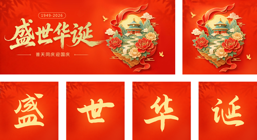 3D立体风国庆节祝福宣传公众号推送套装