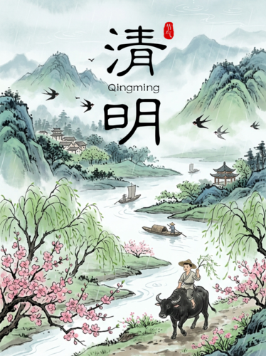 水墨风清明节气祝福小红书配图