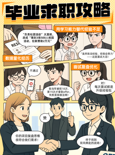 漫画风毕业求职攻略小红书配图