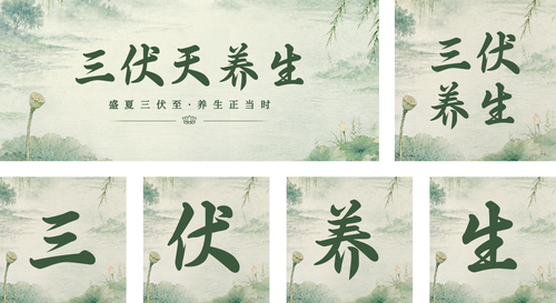 中国风三伏天祝福宣传公众号推送套装