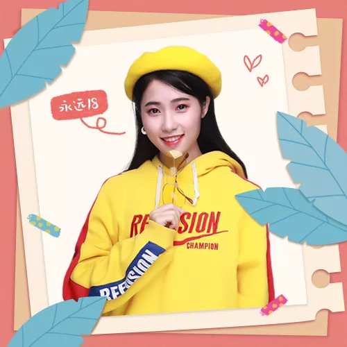 手绘清新37女生照片海报头像