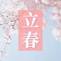 清新粉配色立春节气推送小图