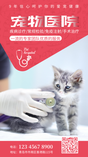 简约大气宠物医院推广宣传海报