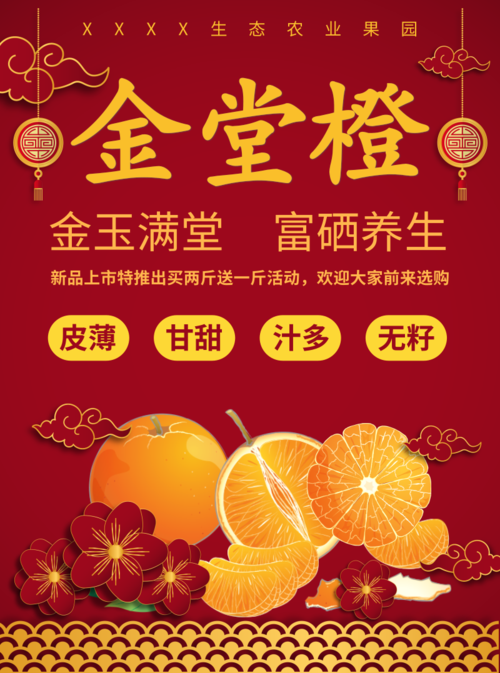 红色金堂橙水果推广宣传单