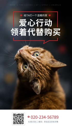 简约宠物领养爱心公益手机海报