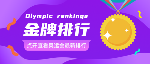 紫色创意奥运会奖牌金牌排行榜公众号推送首图