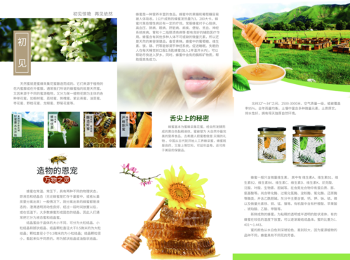 小清新绿色天然蜂蜜介绍推广宣传单三折页