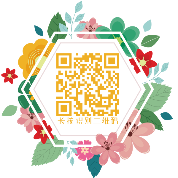 清新六边形花边卡通植物二维码/方形二维码