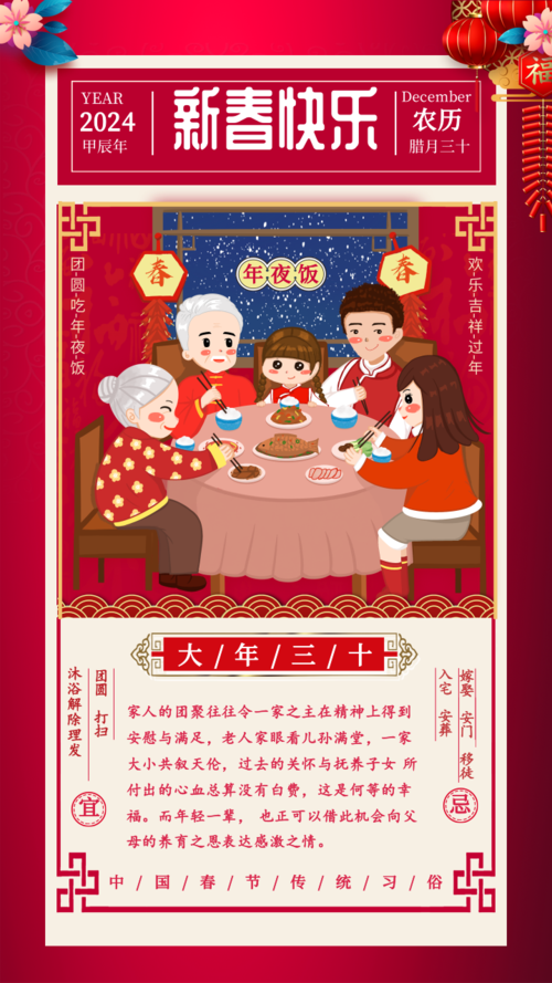 中国风新春快乐祝福海报