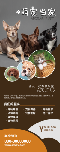简约大气宠物服务易拉宝