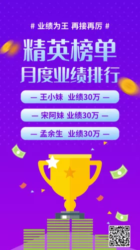 蓝色简约精英榜单宣传海报